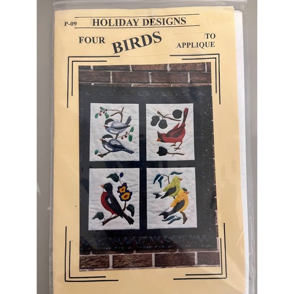 NIB Holiday Designs Appliqué Pattern Donna Poster Four Birds Quilt P-09 Quilting - Picture 1 of 2